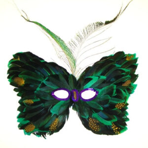 Augenmaske aus Federn, grün