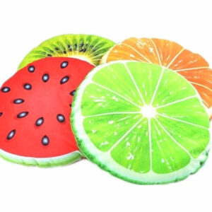 Früchtekissen bedruckt, rund, 4-fach sortiert ca 34 cm