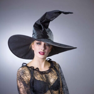 Samt-Hexenhut mit biegsamer Spitze schwarz, ca. 55 cm Ø Größe: ca. 59
