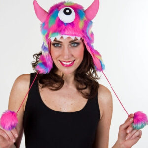 Monster-Plüschmütze, pink-bunt