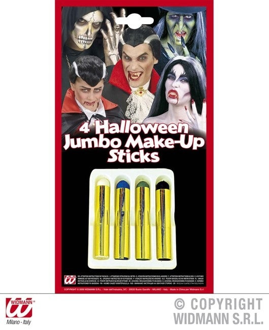 Halloween Schminkstift maxi 4er Set auf Karte ca 21,5x11,5cm