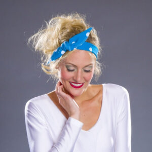 Rock'n-Roll-Haarband türkisblau mit weißen Punkten