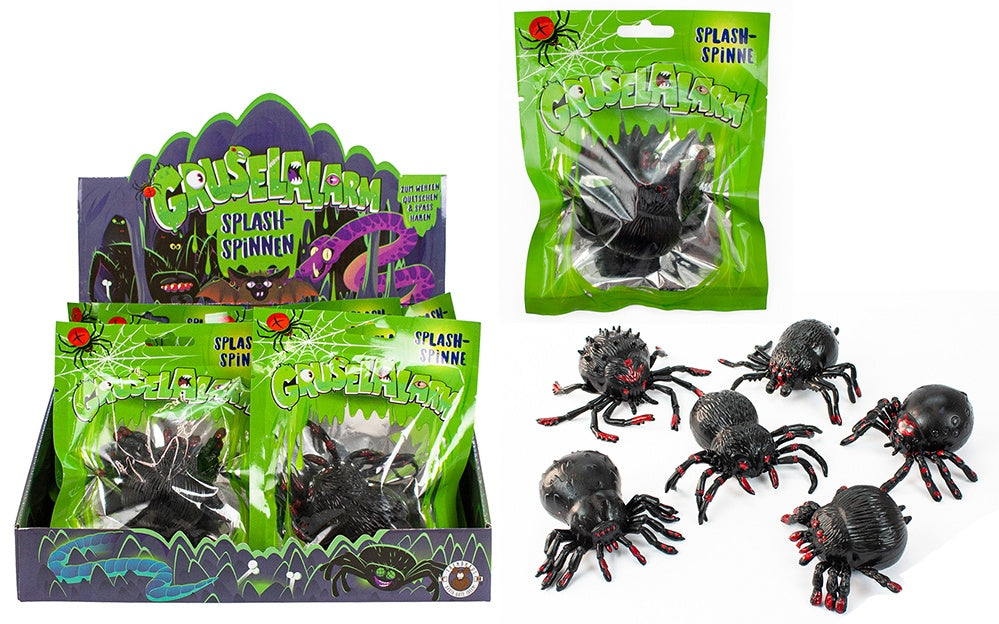 GRUSELALARM Sticky Splash-Spinne 6-fach sortiert - im Beutel ca 17x13,5cm