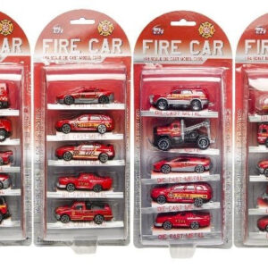 Feuerwehrfahrzeuge METALL 5 Stück auf Karte ca 31,5x13cm