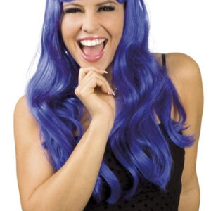 Perücke Party chique blau