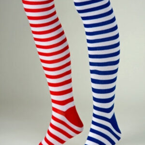 Überkniestrümpfe rot/weiß Größe: Univ.