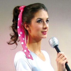 Rock'n-Roll-Haarband pink mit weißen Punkten