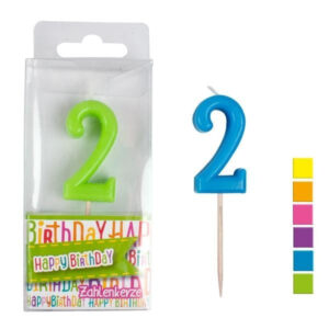 HAPPY BIRTHDAY Zahlenkerze 2 - ca 4,5cm farbig sortiert