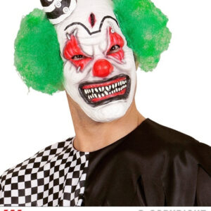 Maske Killer Clownmaske mit Haaren und Minihut