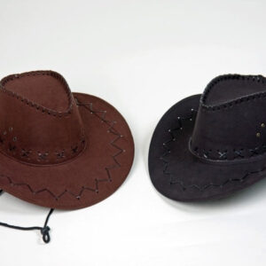 Cowboyhut, schwarzes Kunstleder, Ziernaht Größe: ca. 59