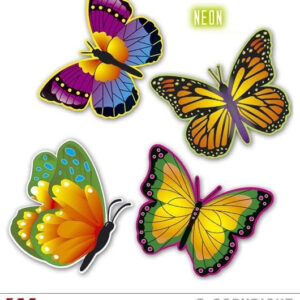 Neon-Schmetterlinge 4er Set - ca 28-32cm