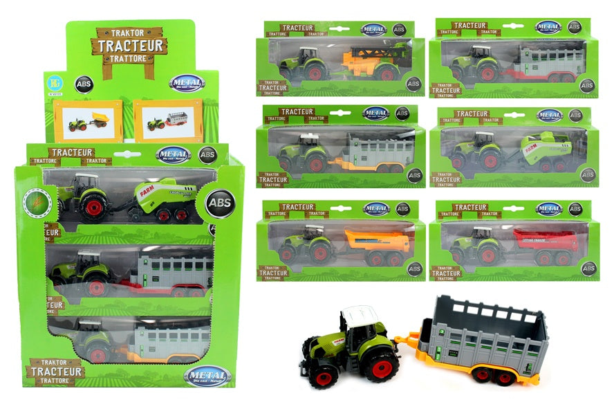 Traktor mit Anhänger Metall mehrfach sortiert - ca 21-22cm