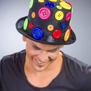 Zylinder mit schwarzem Samtbezug und Knöpfen Größe: ca. 59