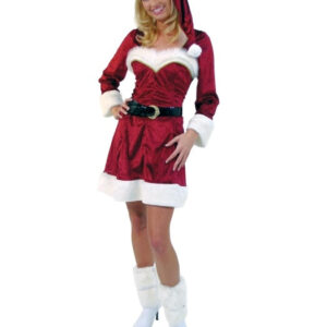 elegantes Weihnachtskleid mit Mütze und Gürtel Größe: 36/38