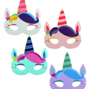 Maske Kindermaske Einhorn 4-fach sortiert - ca 17cm breit