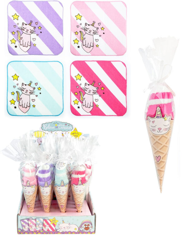 CATICORN Swirly Eis-Towel 4-fach sortiert 20 x 20 cm