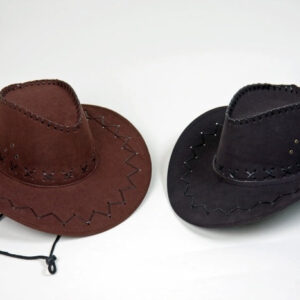 Cowboyhut, braunes Kunstleder, Ziernaht Größe: ca. 59