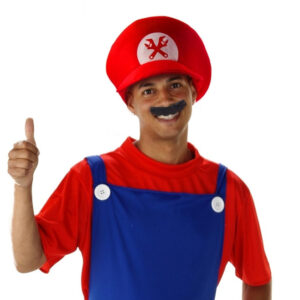 "Set: rote Mütze ""Super-Klempner"", Schnurrbart"