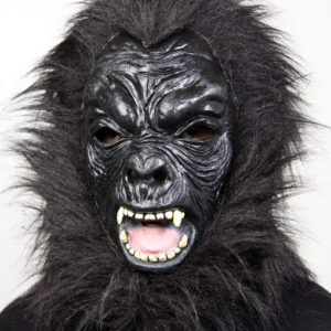 Maske Gorilla schwarz, mit Plüschhaar