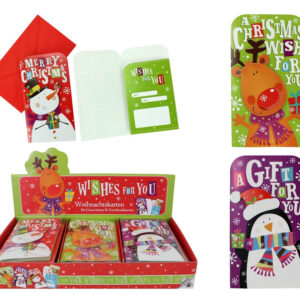 Weihnachtskarte für Gutscheine & Geschenke - ca 16x9cm 3 fach sortiert