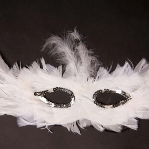Augenmaske aus Federn, weiß