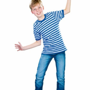 Kurzarm-T-Shirt, blau/weiß gestreift Größe: 164