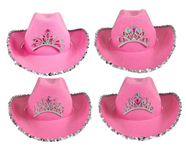 Cowboyhut- Glimmer Girl rosa mit Krone