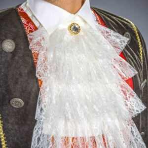 Spitzenjabot cremefarben, mit Schmuckknopf