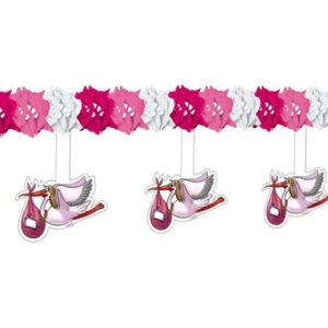 Girlande mit Storch Baby Mädchen - ca 4 meter