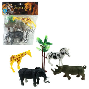 Zootiere 4 Stück + Palme im Beutel - ca 11-14cm