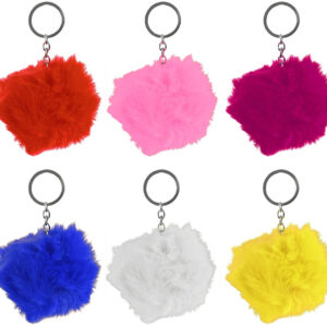 Plüsch Ball Schlüsselkette, 6-fach sortiert, 12 Stück im Beu