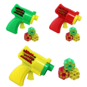 Konfettipistole mit 3 Patronen á 6 Schuss ca. 16 cm mit Sound und Konfetti
