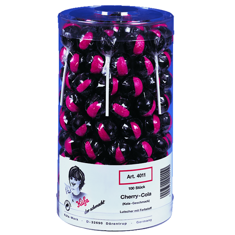 Küfa Cherry Cola Lolly 100 Stück in der Dose