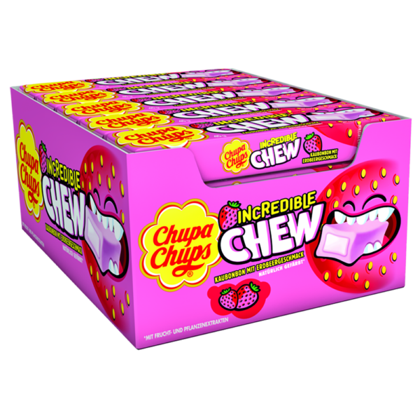 Chupa Chups Incredible Chew Erdbeer 20 Stück im Karton