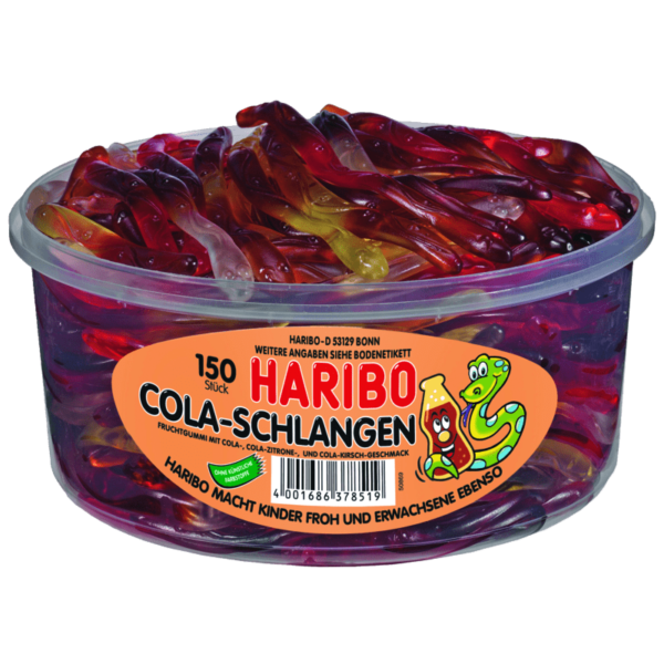 Haribo  Cola-Schlangen  150 Stück in der Dose