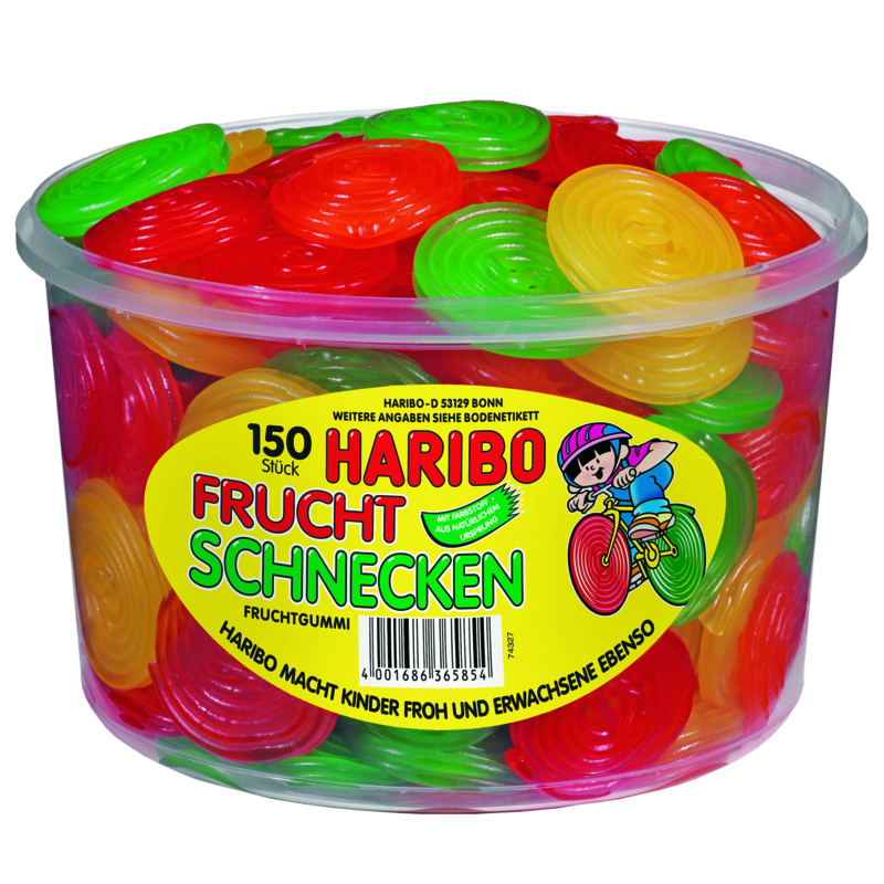 Haribo Fruchtschnecken 150 Stück in der Dose