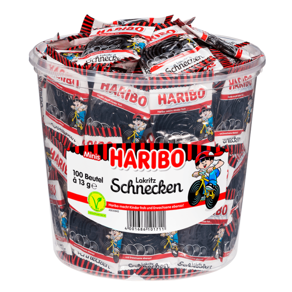 Haribo Lakritz Schnecken Minis100 Stück in der Dose