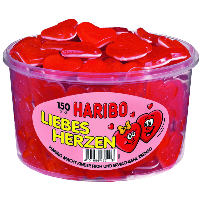 Haribo Liebesherzen 150 Stück in der Dose