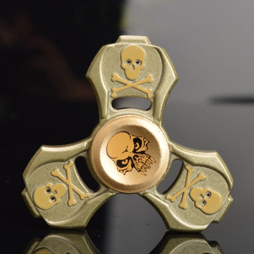 Zappeln Spinner Spielzeug Stressreduzierer Anti-Angst-Spielzeug für Kinder und Erwachsene, 2-4 Minuten Rotationszeit, Zinklegierungsmaterial, geprägter Schädel (Army Green)