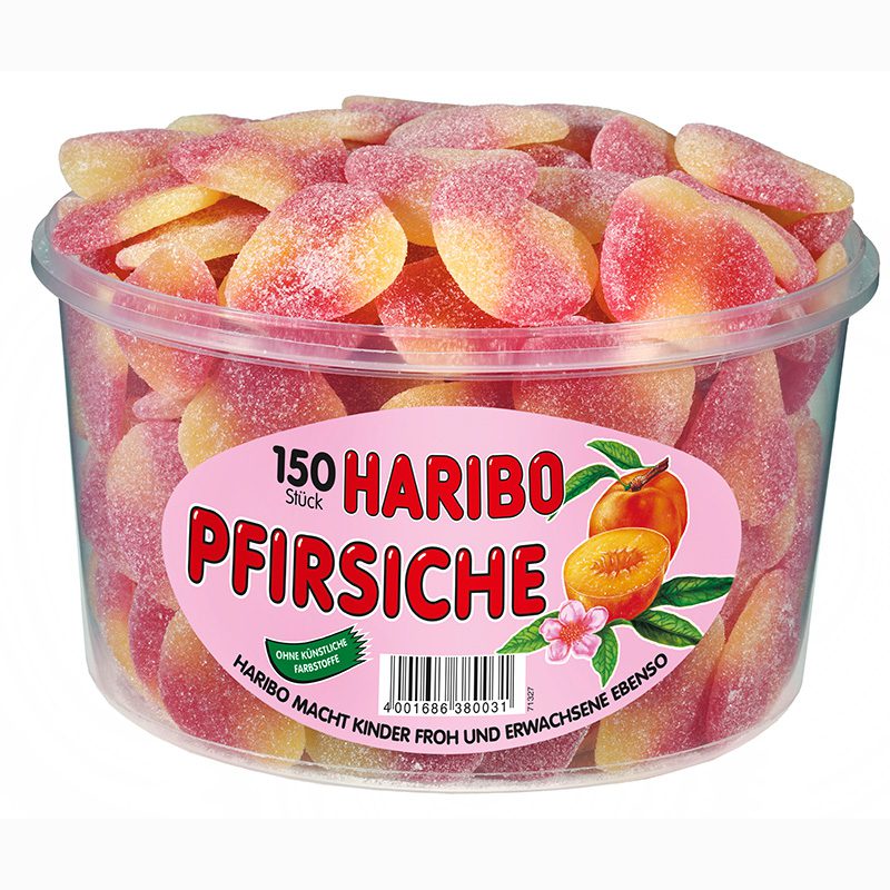 Haribo Pfirsiche 150 Stück in der Dose