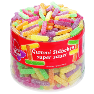 Red Band  Gummi Stäbchen super sauer  500 Stück in der Dose