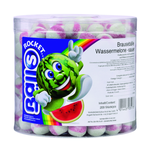 Rocket Balls Brausebälle Wassermelone 200 Stück in der Dose