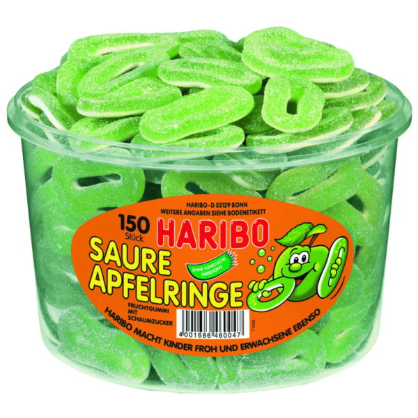 Haribo  Saure Apfelringe  150 Stück in der Dose