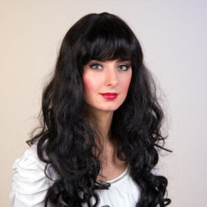 Emilia: Langhaarperücke mit Pony, schwarz