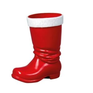 roter Plastikstiefel mit weißem Rand, ca. 16 cm