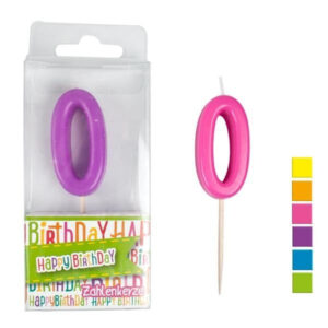 HAPPY BIRTHDAY Zahlenkerze 0 - ca 4,5cm farbig sortiert