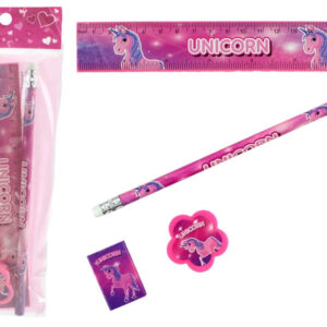 Schreibset Einhorn 4 teilig im Beutel ca 23x8cm