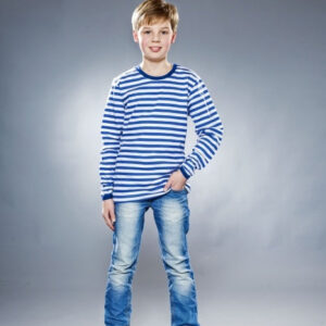 Langarm-T-Shirt, blau/weiß gestreift Größe: 164