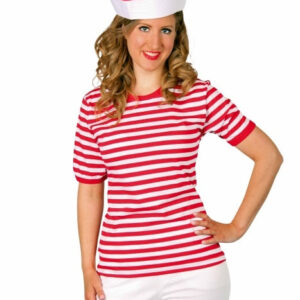 Ringelpulli Kurzarm rot/weiß Größe: 5 / S