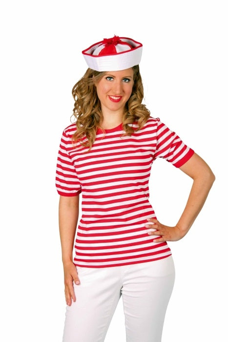 Ringelpulli Kurzarm rot/weiß Größe: 5 / S